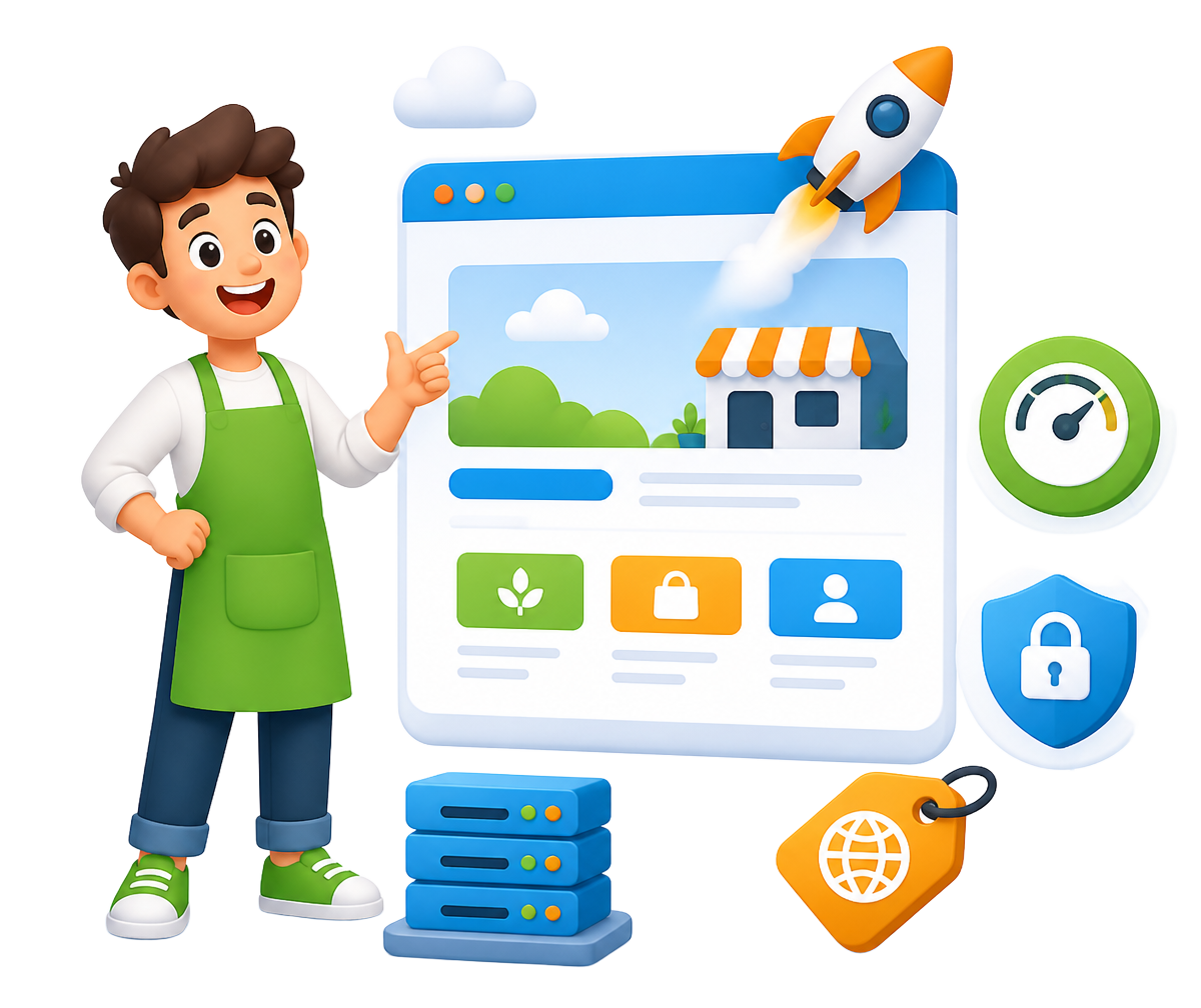 Cheerful small business owner launching a new website with FINCOHOST hosting
