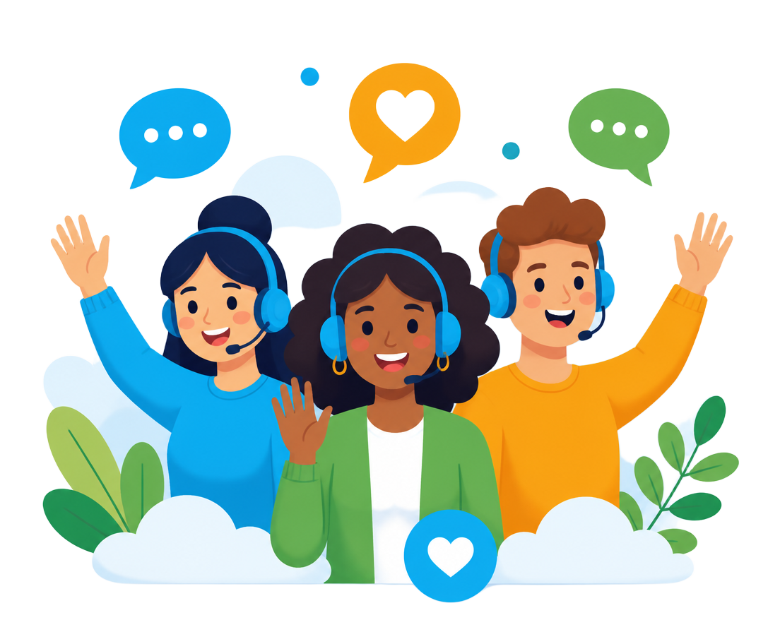 Friendly FINCOHOST support team waving hello