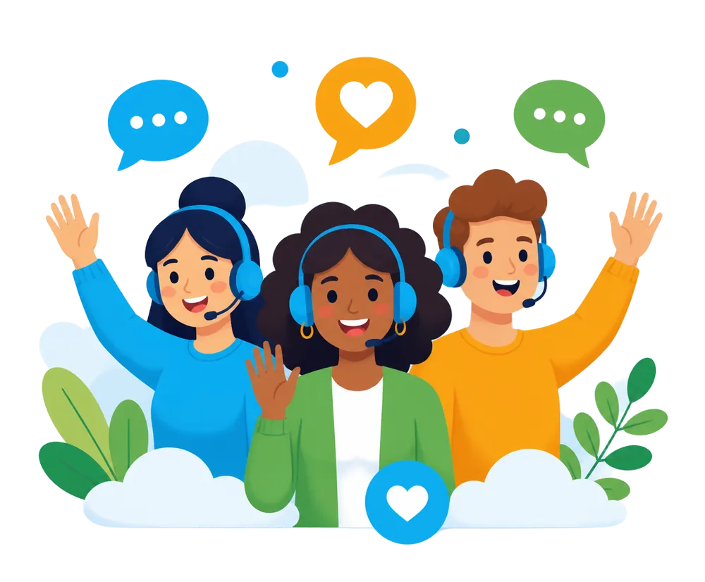 Friendly FINCOHOST support team waving hello